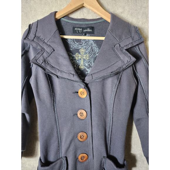 YAG COUTURE Gray Two-Tone Button Up Steampunk Retro Jacket SZ S - Picture 3 of 11